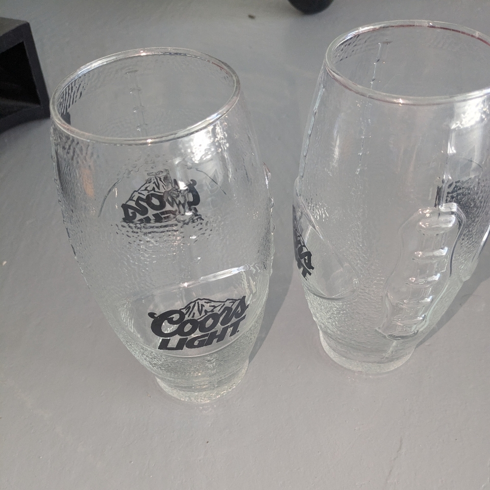 Set of 2 Coors light football shaped glasses